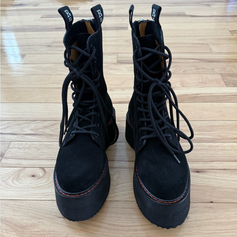 Black Platform Lace-Up Boots - Picture 2 of 9